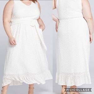 Lane Bryant Midi Eyelet Sleeveless White Dress
